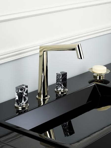 THG Montaigne faucet collection in brass with crystal knobs