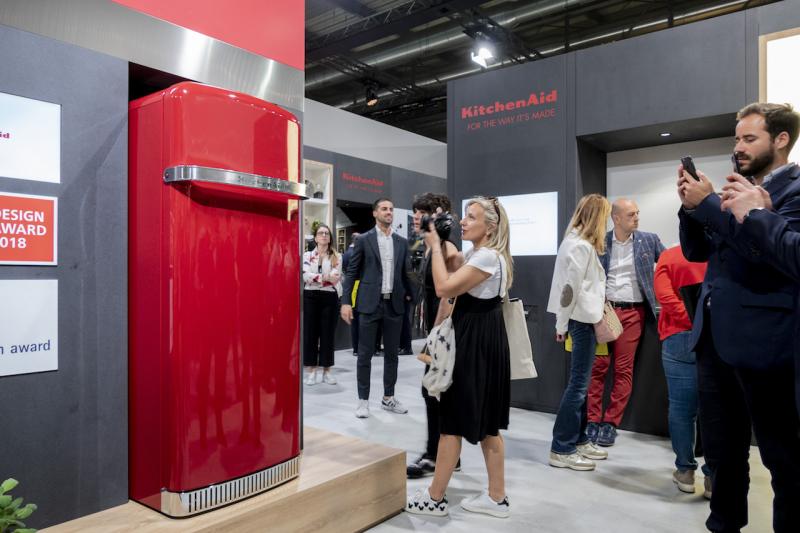 KitchenAid red refrigerator