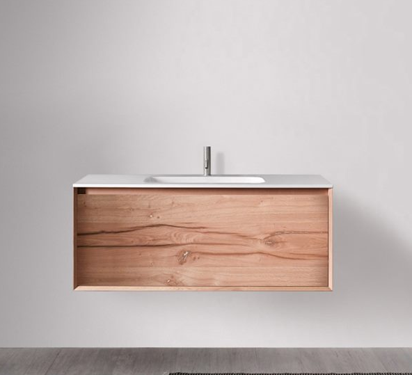 Blubathworks 45 degrees vanity line 1200 series wall hung in natural oak