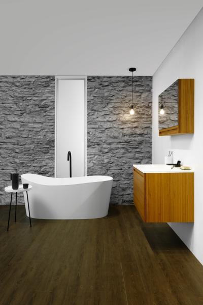 Wetstyle Wave Bath tub wall hung vanity black faucet finish