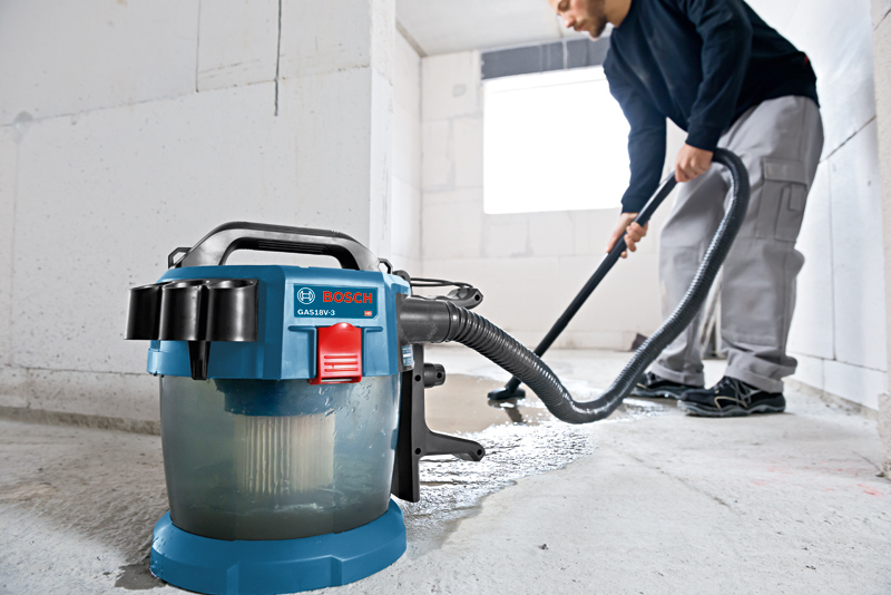 Bosch Cordless Wet Dry Jobsite Vac in use