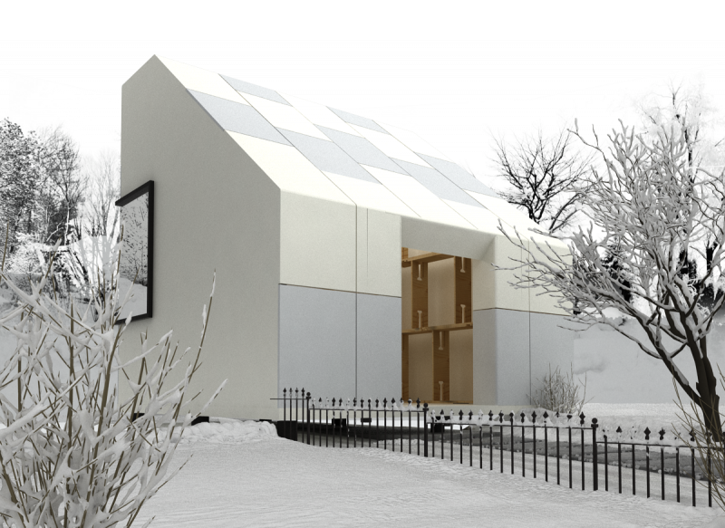 ClipHut Structural Building System house snowfall