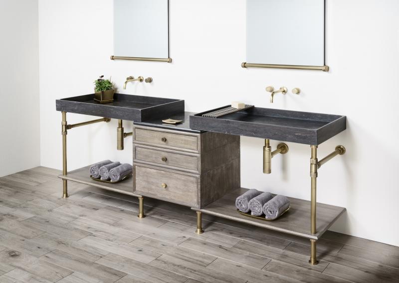 Stone Forest Sinks Elemental Collection Double Vanity brass