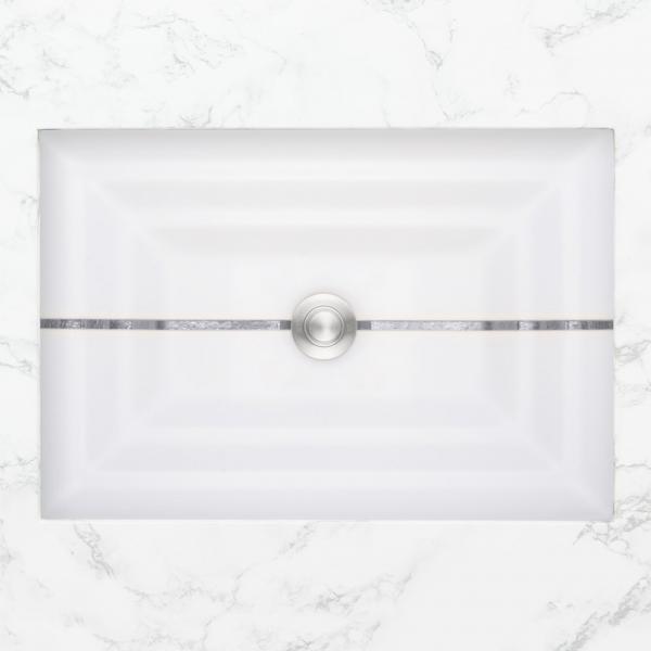 Linkasink Artisan Glass Sink rectangular stripe white matte silver plan