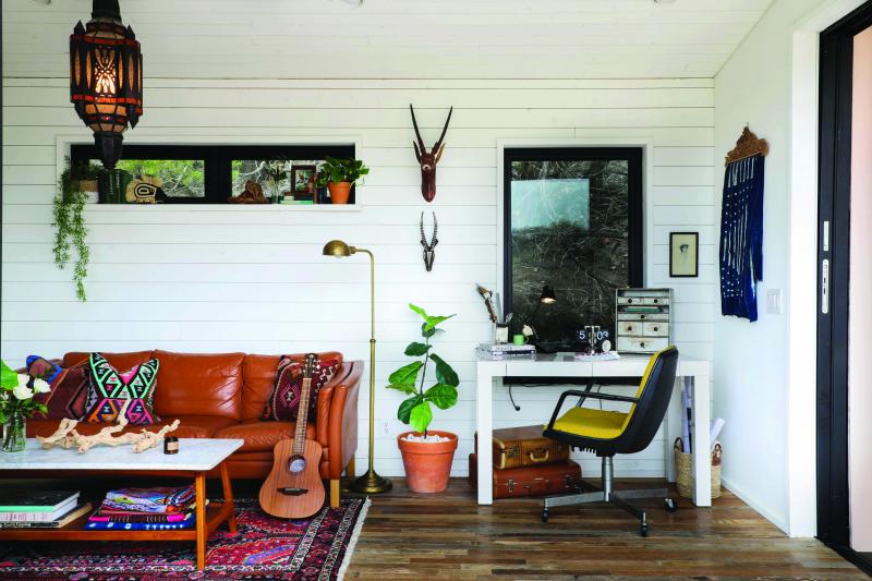 Kim Lewis home, salvaged wood floors