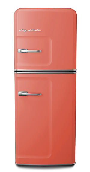 Big Chill retro refrigerator in salmon pink